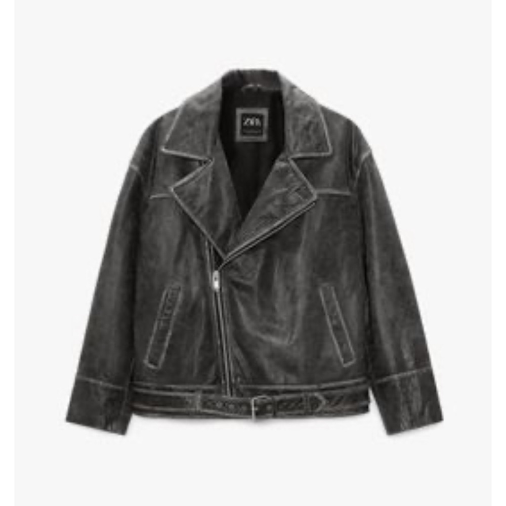 Zara washed leather jacket